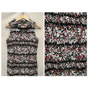 Anne Klein Sz 10 Cotton Blend Watercolor Floral Pattern Sleeveless Dress Sheaft